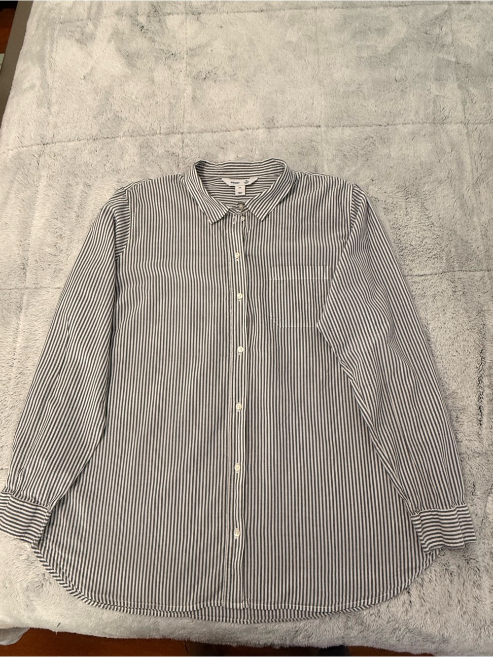 Old Navy Classic Shirt XXL Blue White Stripe Cotton Button Down
